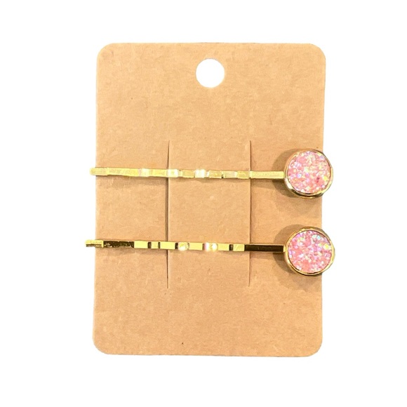 NEW Pink Druzies Design Bobby-pin Set - Picture 2 of 2